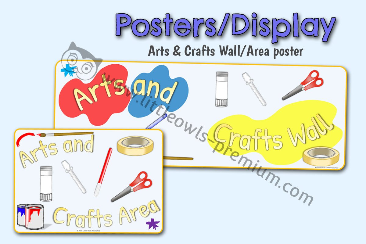 'ARTS & CRAFTS WALL' BANNER AND 'ARTS AND CRAFTS AREA' SIGN