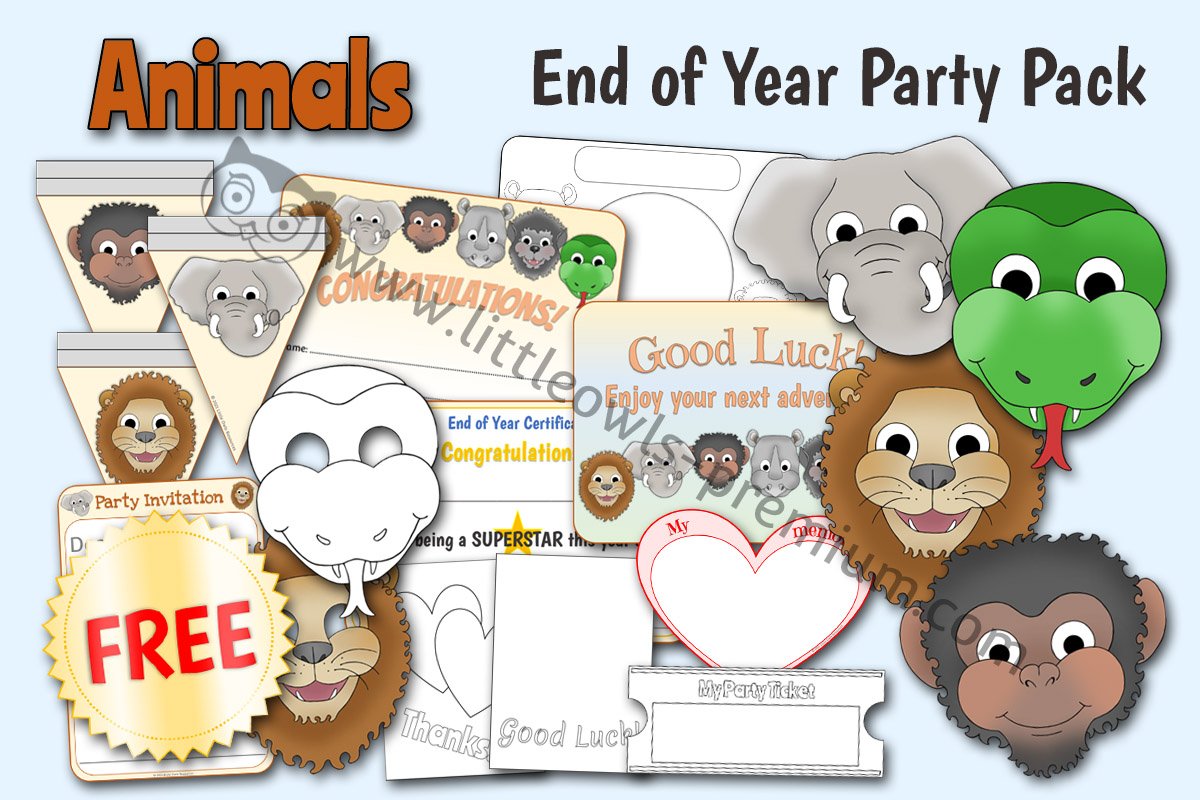 ANIMALS - End of Year Party Pack (Free Sample)