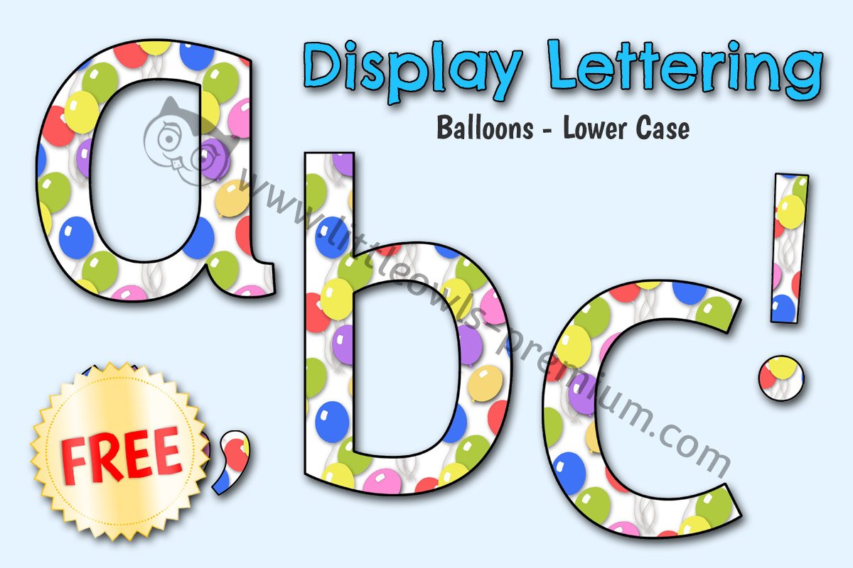 DISPLAY LETTERING - Balloons - Lower Case Alphabet (FREE SAMPLE)