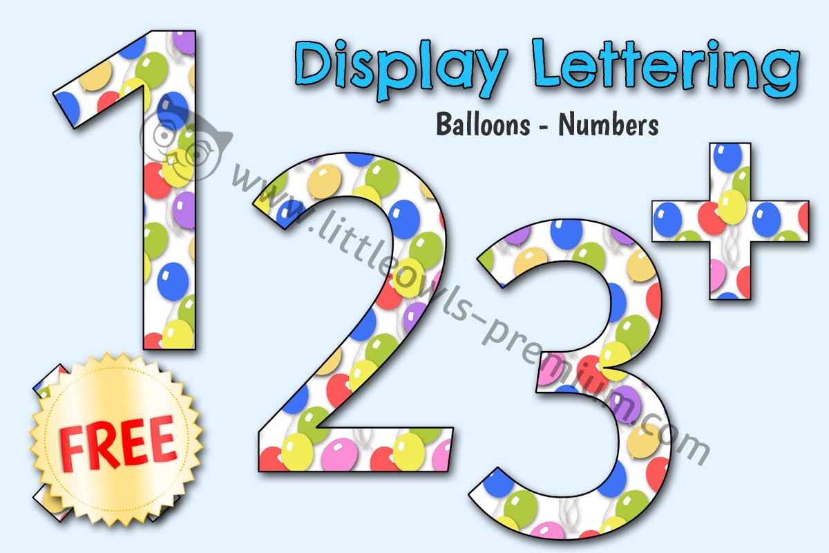 DISPLAY LETTERING - Balloons - Numbers (FREE SAMPLE)