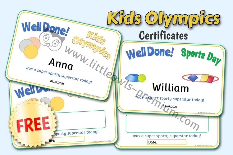 Kids Olympics & Sports Day Certificates — Free Sample — Free Access resource cover