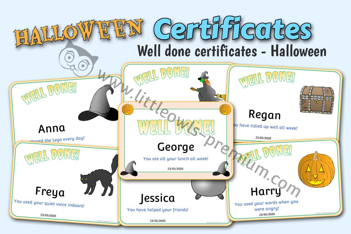 HALLOWEEN THEMED 'WELL DONE!' CERTIFICATES 