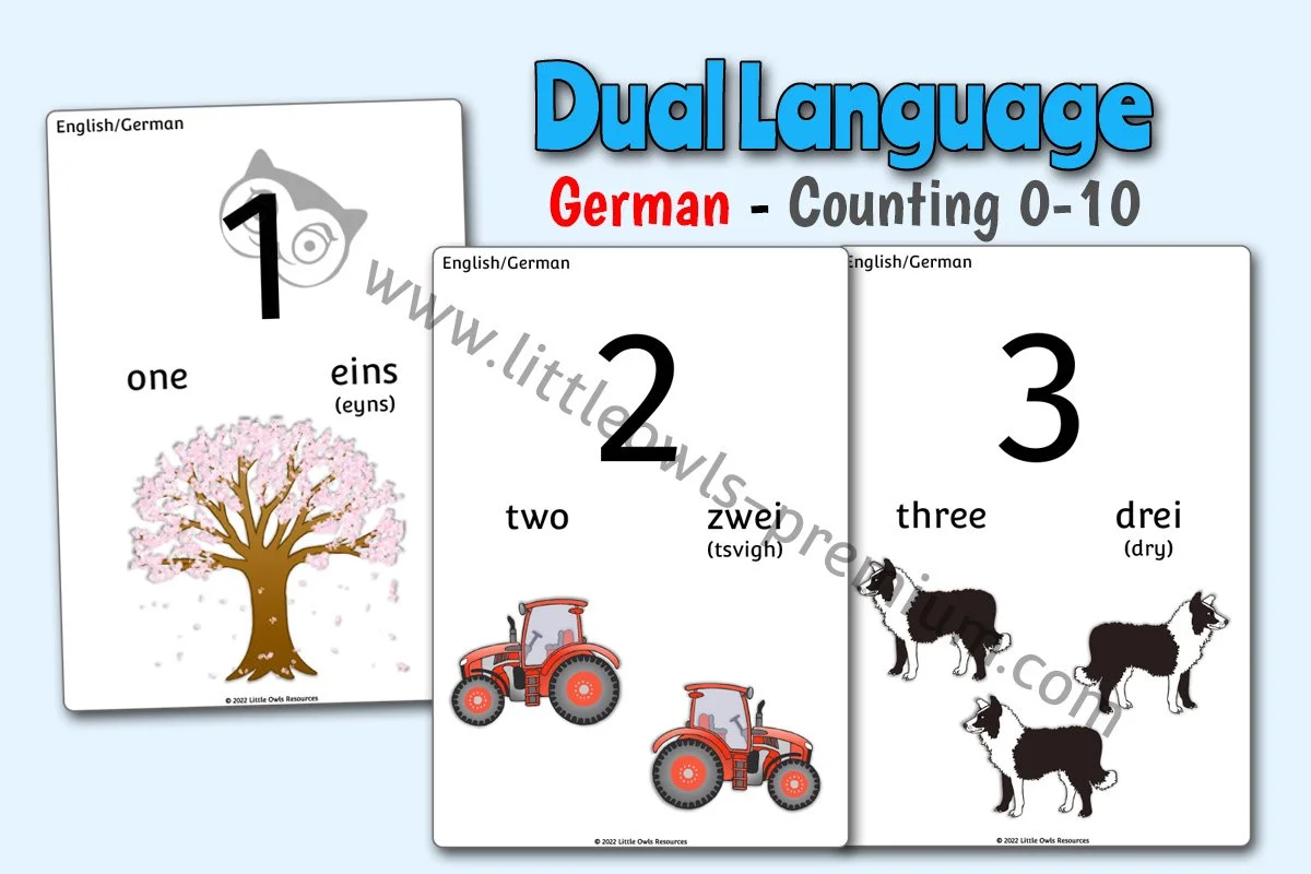 German Counting Chart Free and Premium Dual-Language - School/Early Years/Preschool/Nursery ...