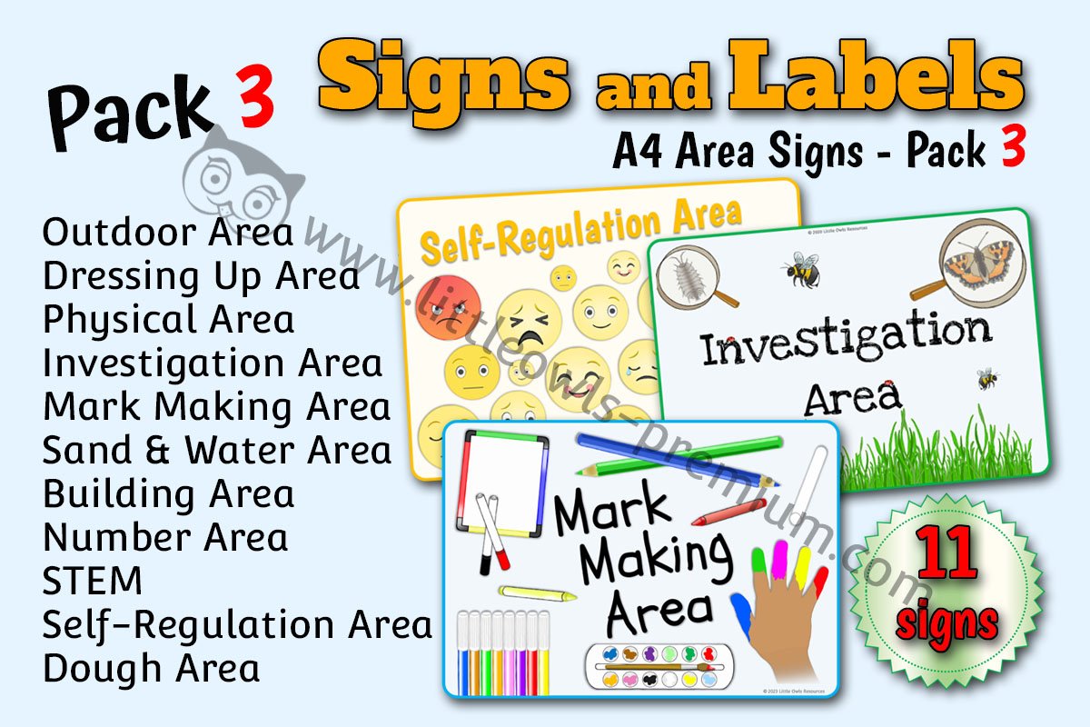EARLY YEARS AREA SIGNS - Pack 3