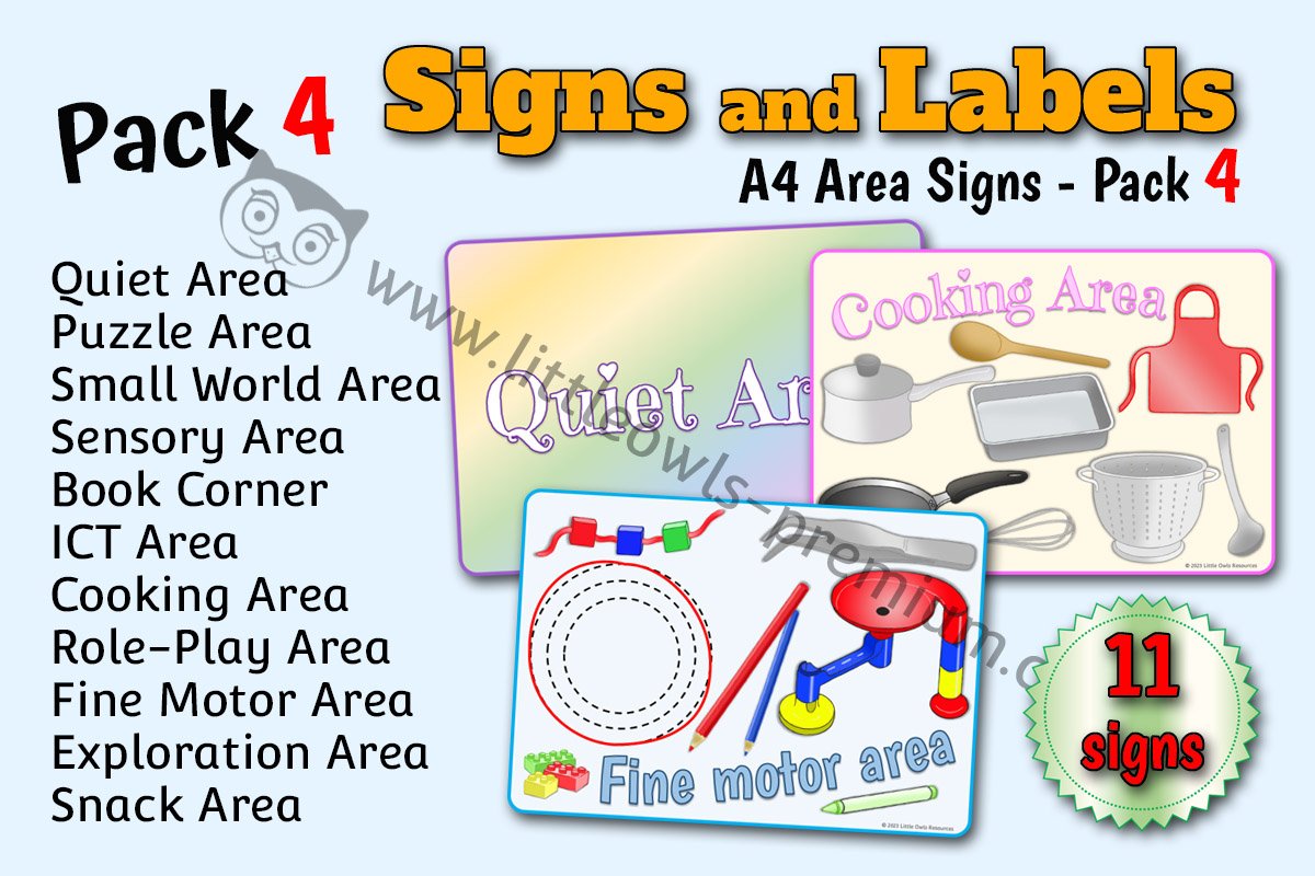 EARLY YEARS AREA SIGNS - Pack 4