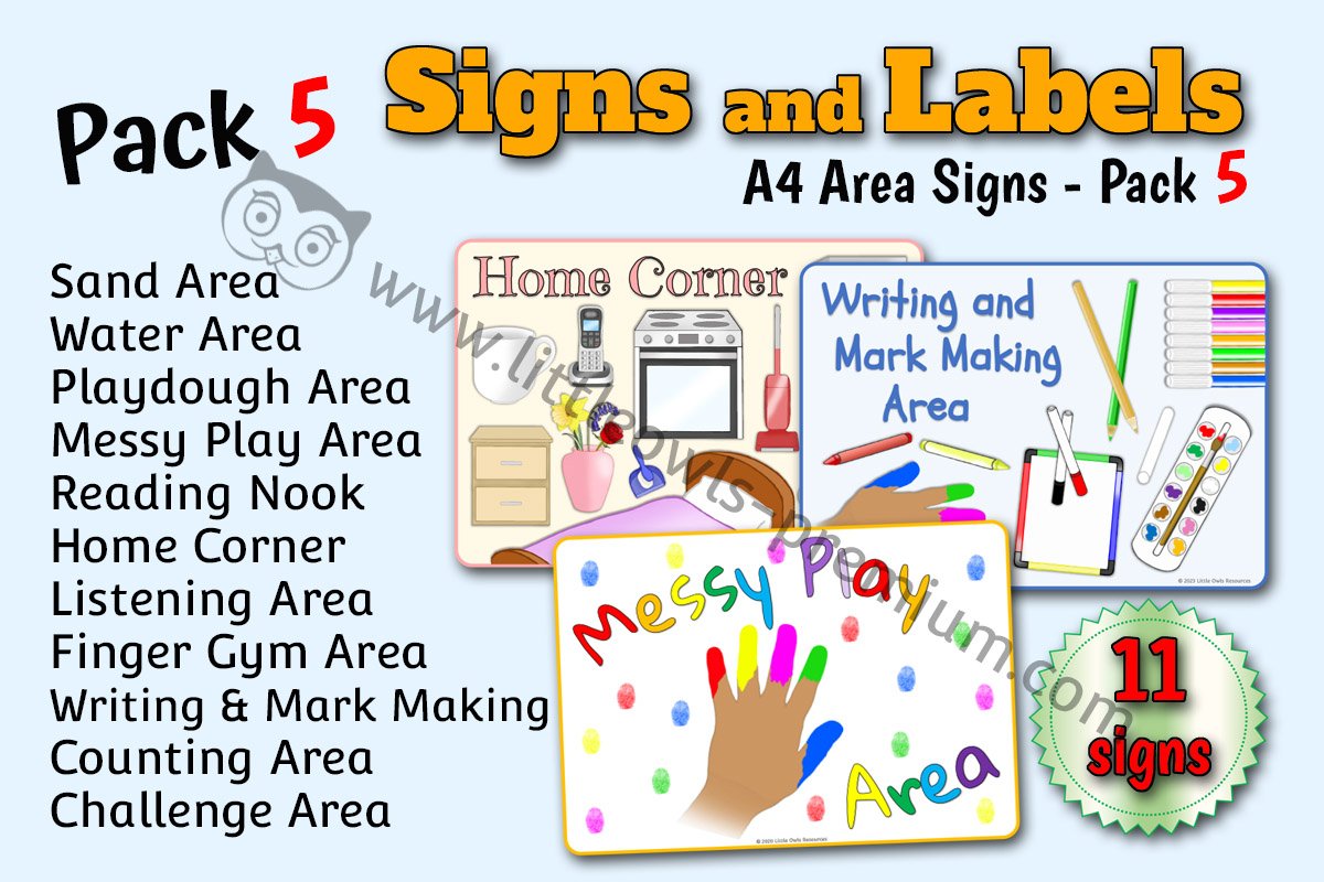 EARLY YEARS AREA SIGNS - Pack 5