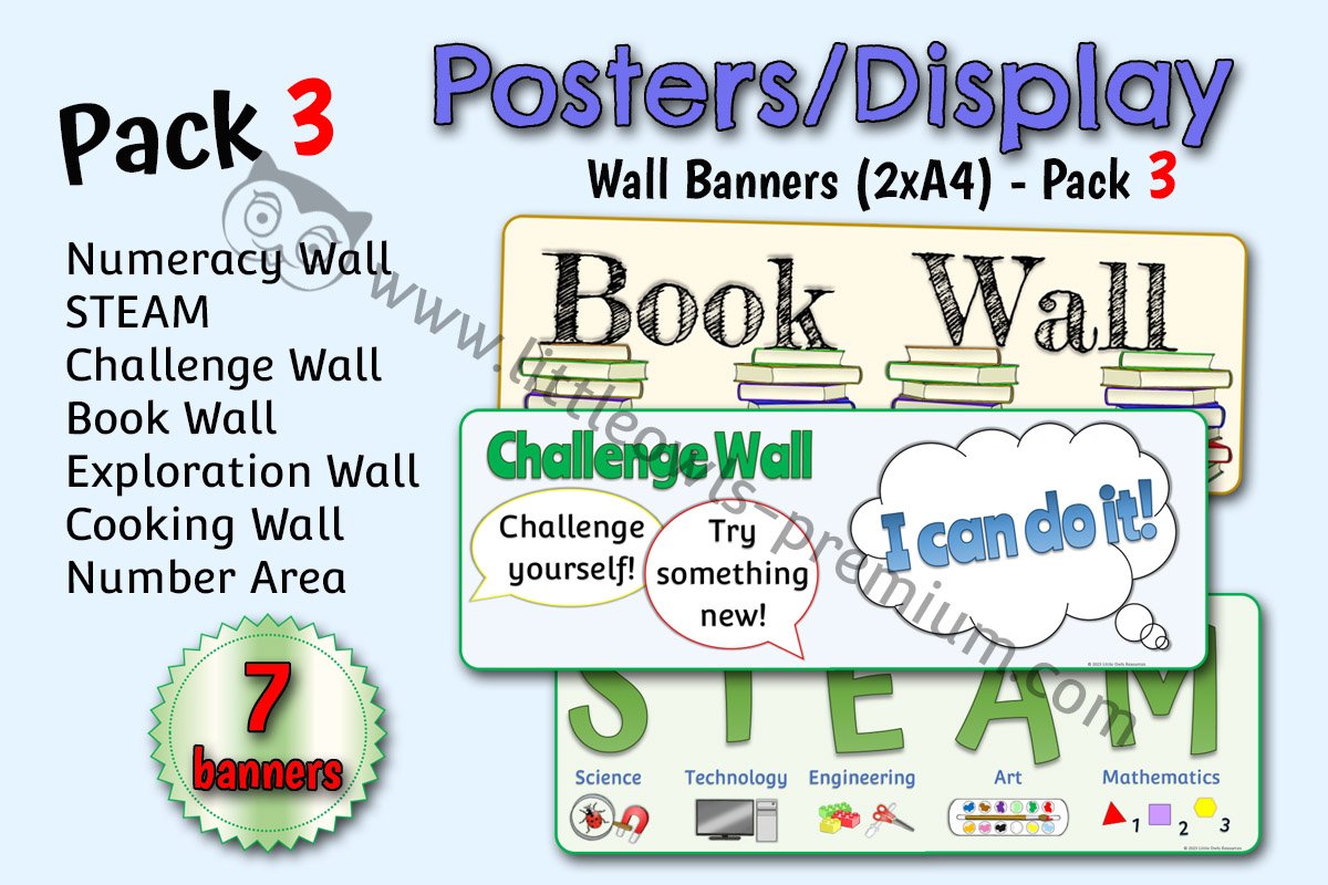 WALL DISPLAY BANNERS - Pack 3
