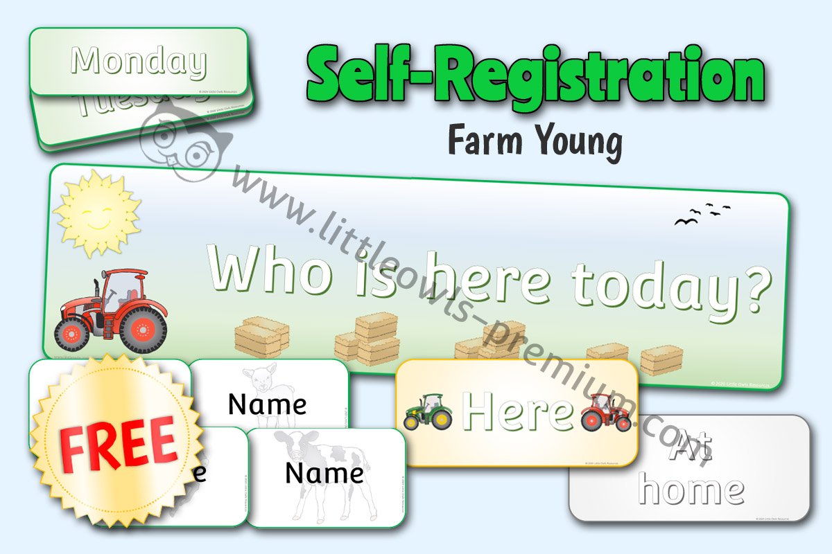 'YOUNG FARM ANIMALS' SELF REGISTRATION DISPLAY (FREE SAMPLE)