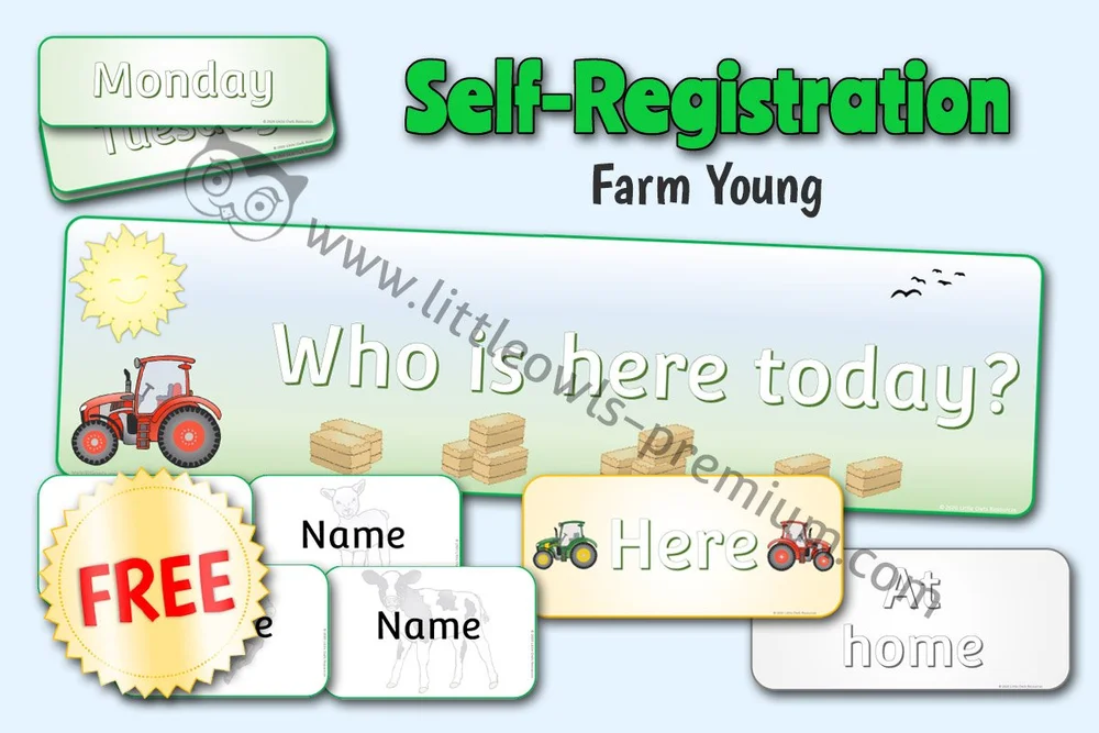 'YOUNG FARM ANIMALS' SELF REGISTRATION DISPLAY (FREE SAMPLE) — resource preview