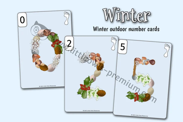Winter Number Cards — Natural Items cover