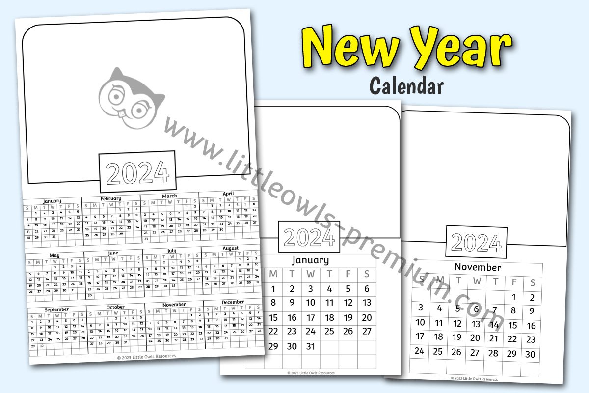 NEW YEAR 2024 CALENDAR TEMPLATES - YEAR OVERVIEW PLUS MONTH BY MONTH SHEETS