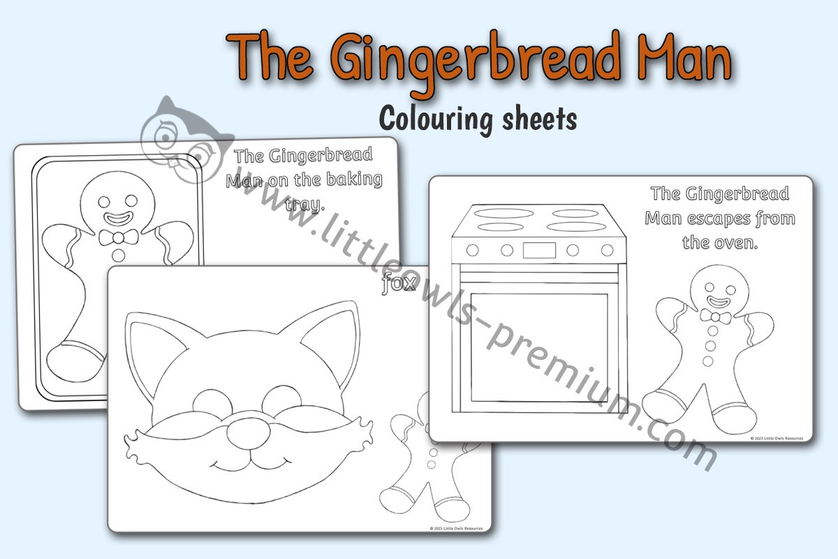 THE GINGERBREAD MAN - Colouring Pages/Sheets