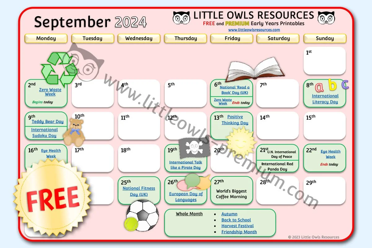 Special Date Calendar Resources — Little Owls Resources - Free and ...