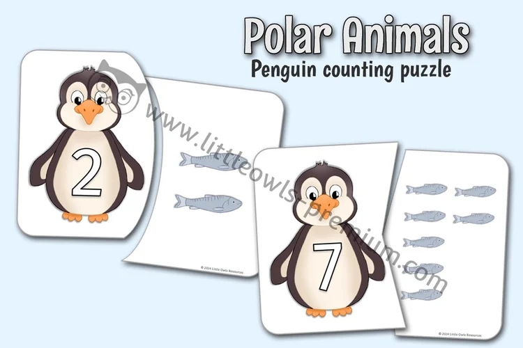 Feed the Penguin Counting Puzzles — 1–10 — resource cover