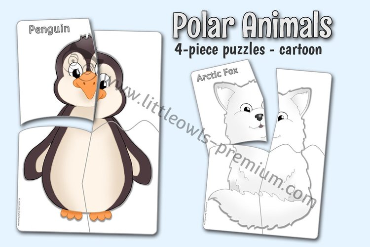 Polar Animals Four-Piece Puzzles — Cartoon — resource cover