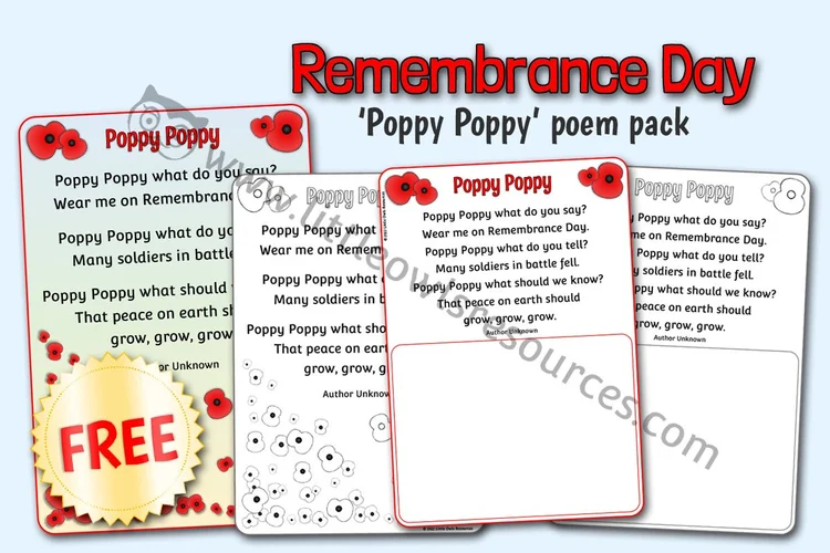 Poppy Poppy Poem Pack - featured resource cover
