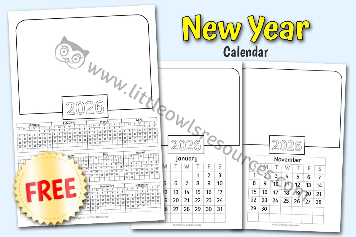 NEW YEAR 2026 CALENDAR TEMPLATES - YEAR OVERVIEW PLUS MONTH BY MONTH SHEETS (FREE SAMPLE)