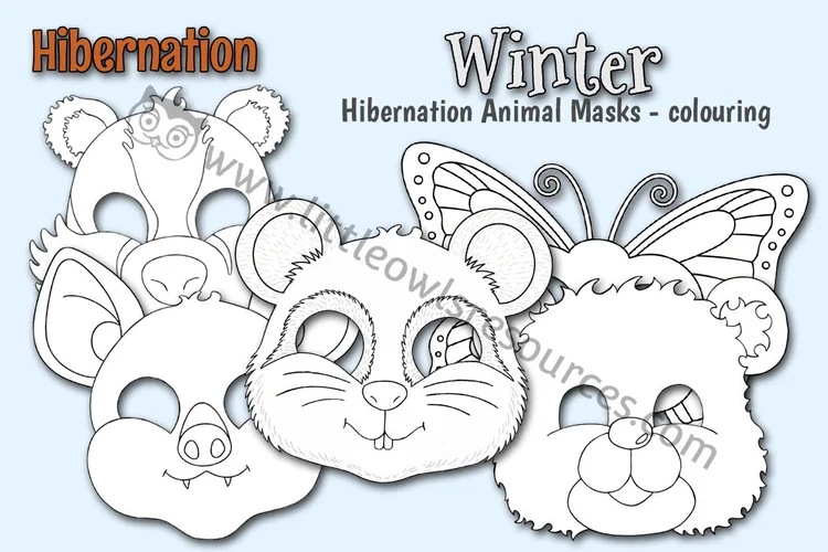Hibernation Animal Masks — Colouring and Craft — resource cover