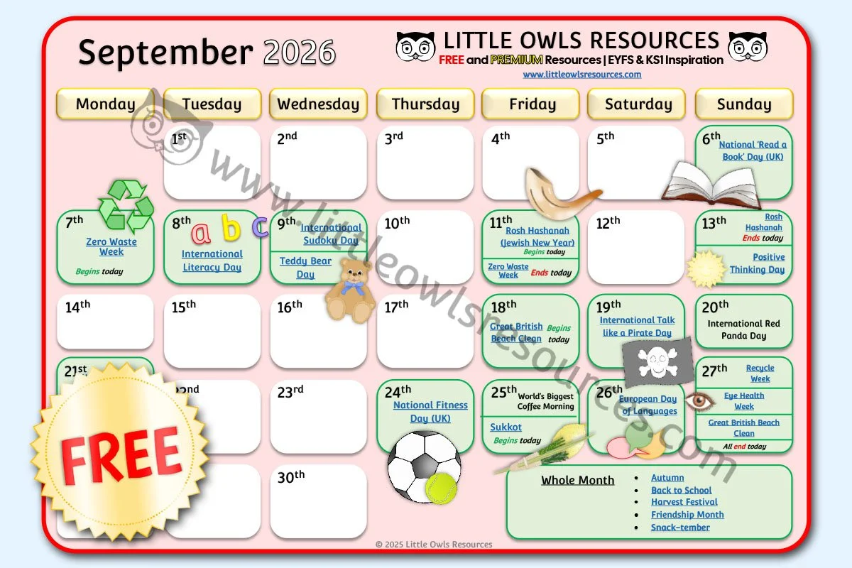 SPECIAL DATES EVENT CALENDAR - SEPTEMBER 2026 (Free Download) - UPDATED 30.12.25