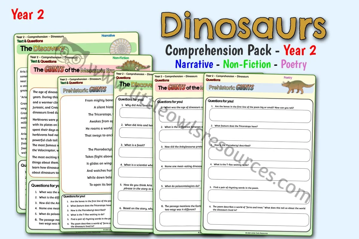 Dinosaurs Comprehension Pack - Year 2 - Editable Cover.jpg