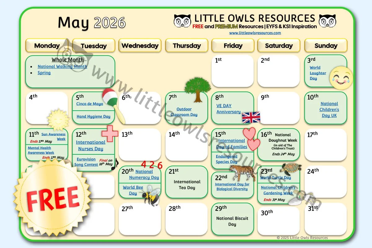 SPECIAL DATES EVENT CALENDAR - MAY 2026 (Free Download) - UPDATED 28.02.26