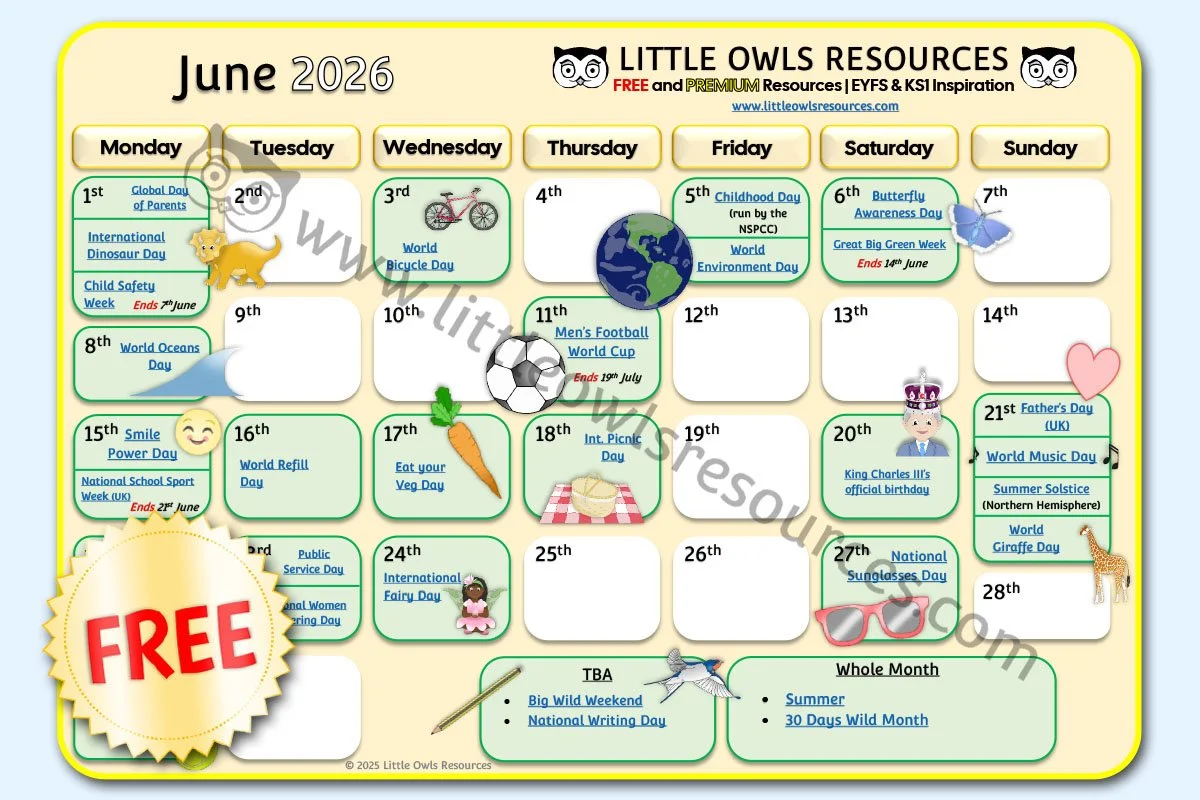 SPECIAL DATES EVENT CALENDAR - JUNE 2026 (Free Download) - UPDATED 09.08.25