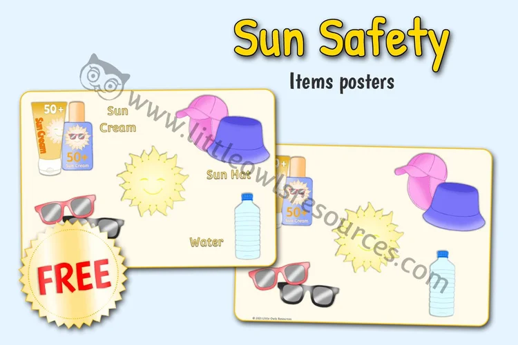 Sun Safety Items Posters — Free Sample — Free Access resource cover