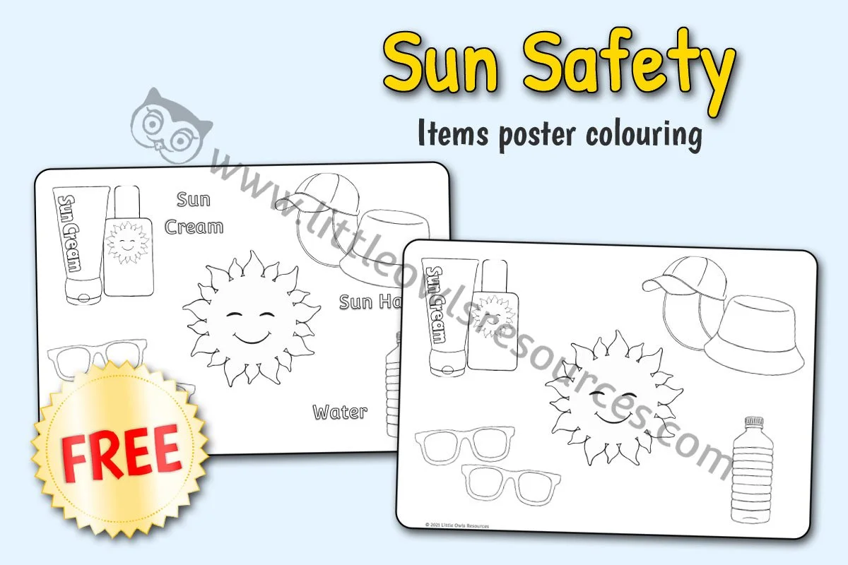 SUN SAFETY ITEMS - COLOURING POSTERS (Free Sample)
