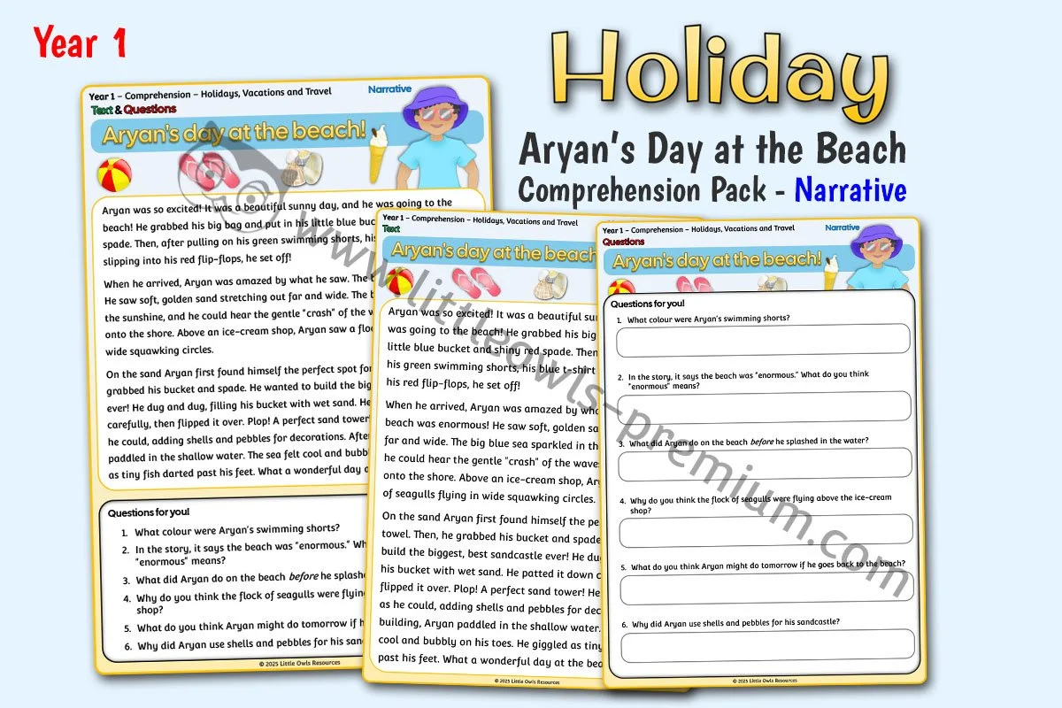 Aryan Beach Comprehension (Narrative) - Year 1 - Editable Cover.jpg