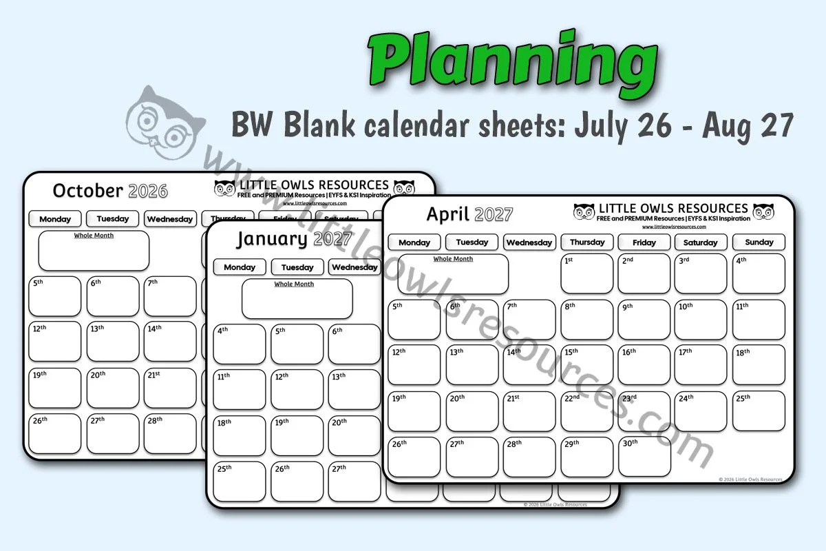 PLANNING - Blank Calendar Sheets (BW)