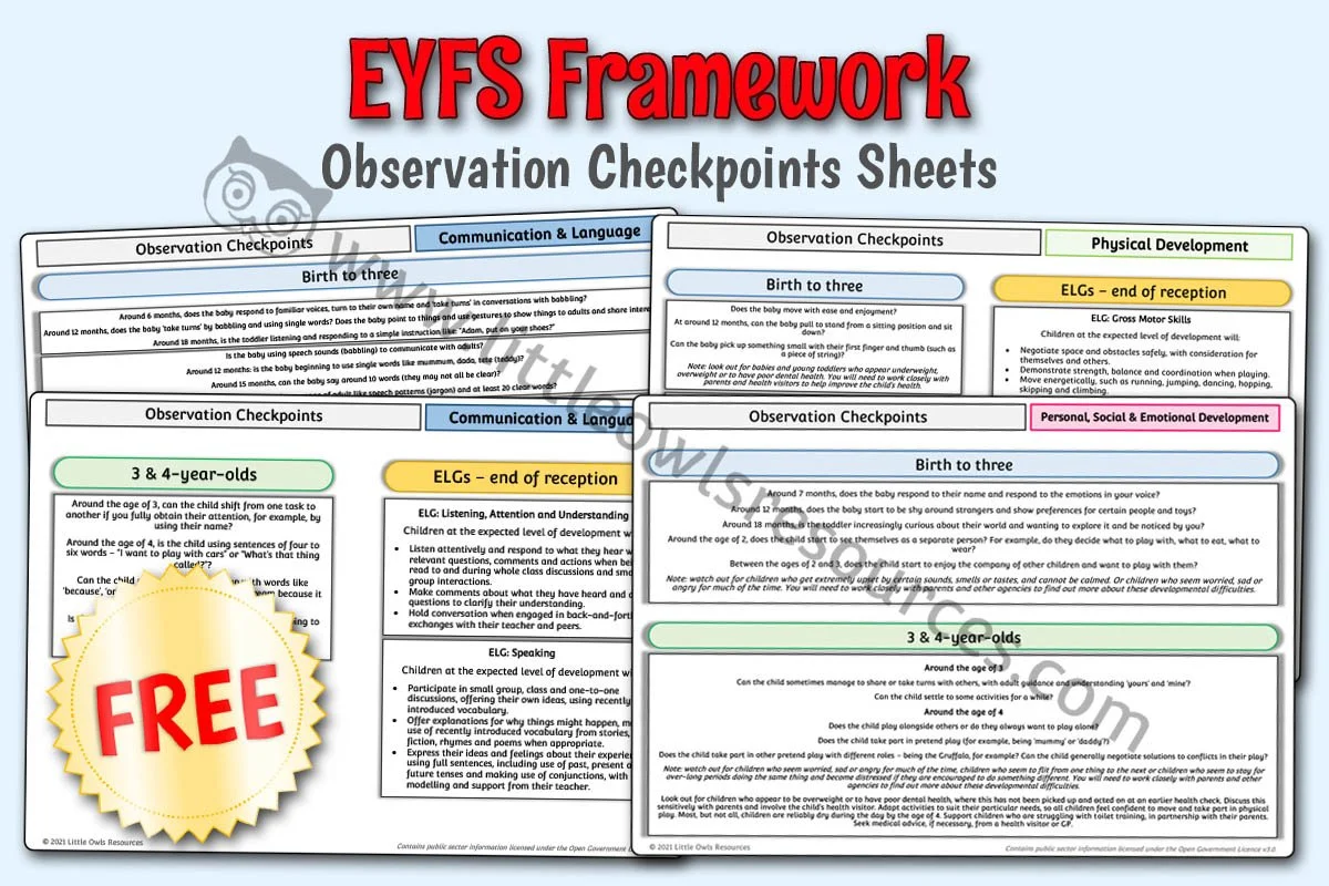 EYFS FRAMEWORK - Observation Checkpoints (Free Sample)