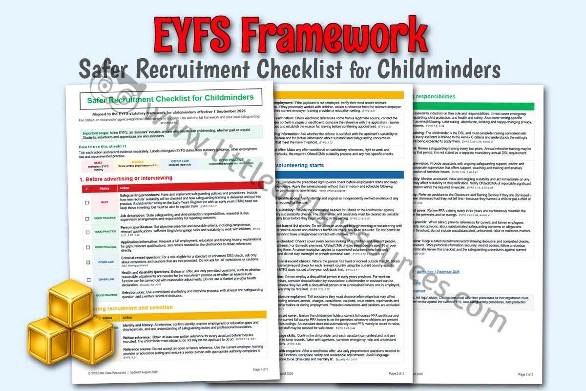 SAFEGUARDING AND WELFARE - Safer Recruitment Checklist - Childminders