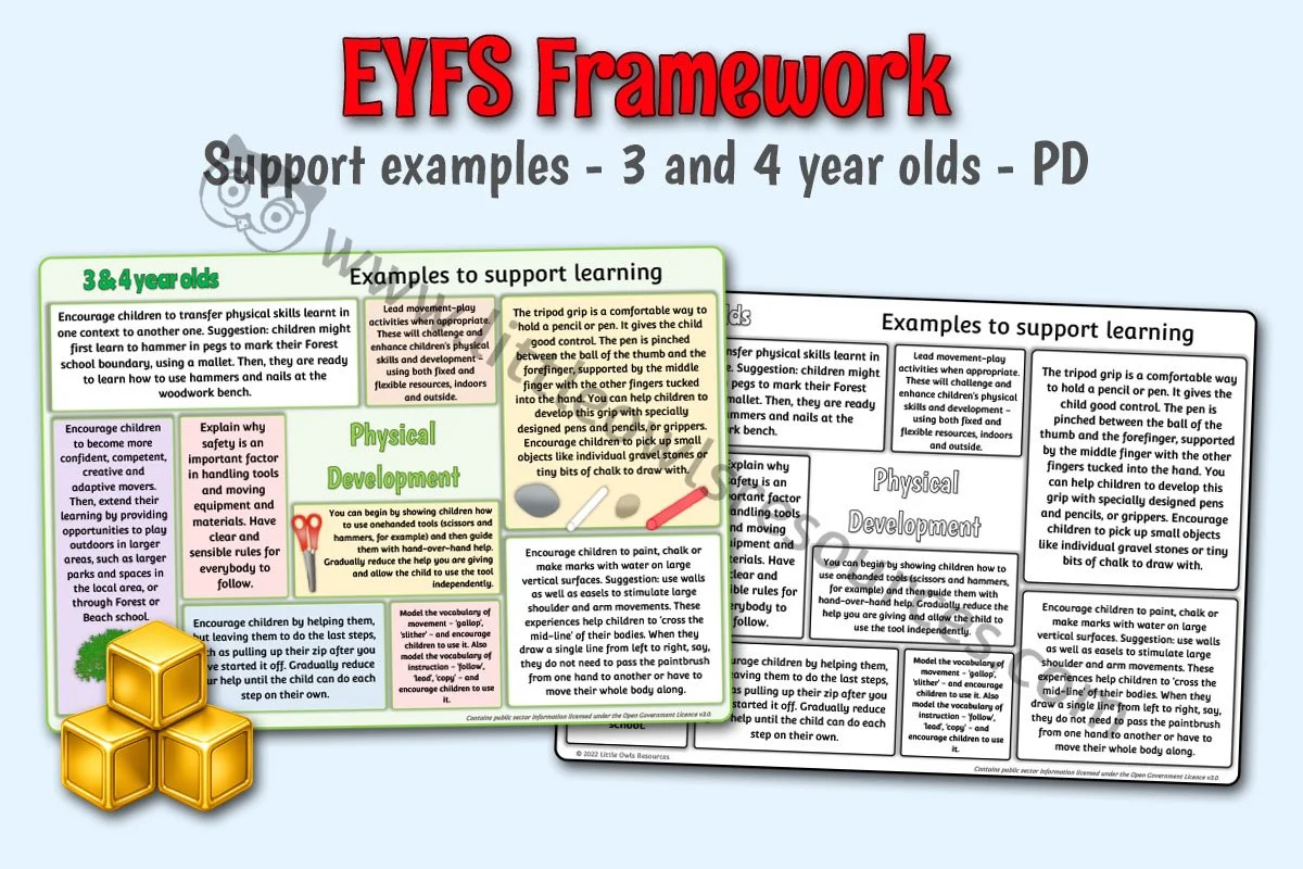 EYFS FRAMEWORK - Support Examples - 3 and 4 year olds - Physical Development