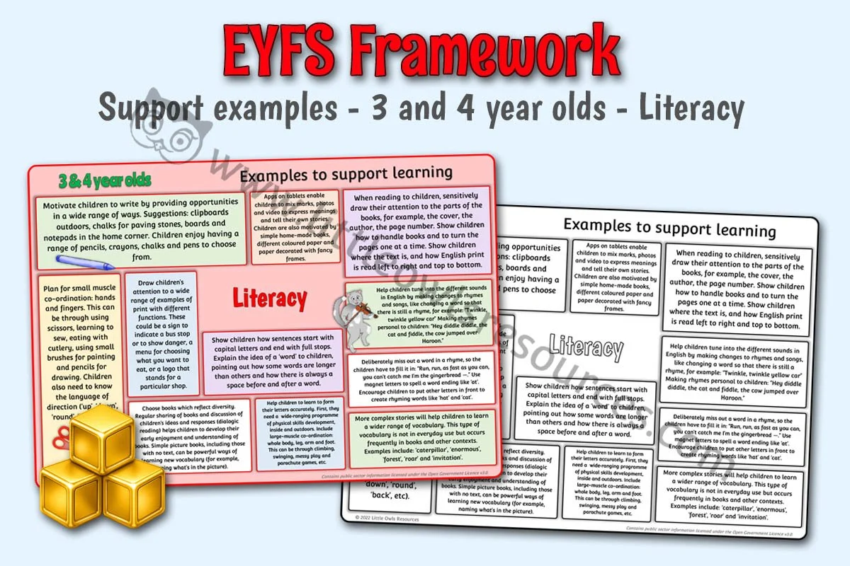 EYFS FRAMEWORK - Support Examples - 3 and 4 year olds - Literacy