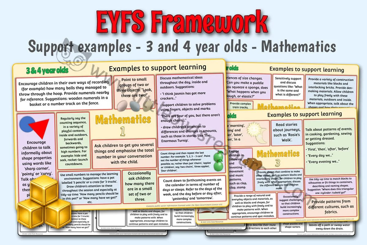 EYFS FRAMEWORK - Support Examples - 3 and 4 year olds - Mathematics