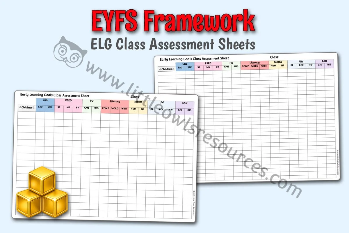 EYFS FRAMEWORK - ELG Class Assessment Sheets