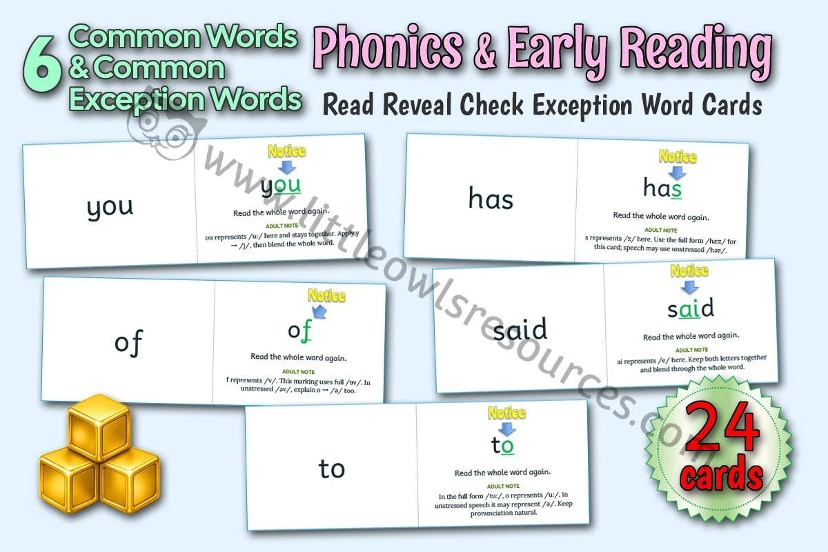 Read - Reveal - Check - Exception Word Cards