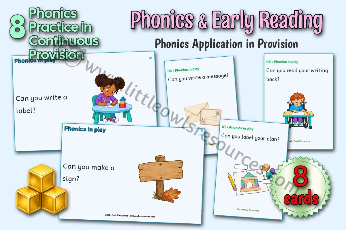 Phonics Application in Provision - Prompt Cards