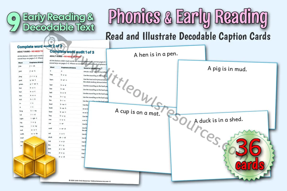 Read & Illustrate Decodable Caption Cards