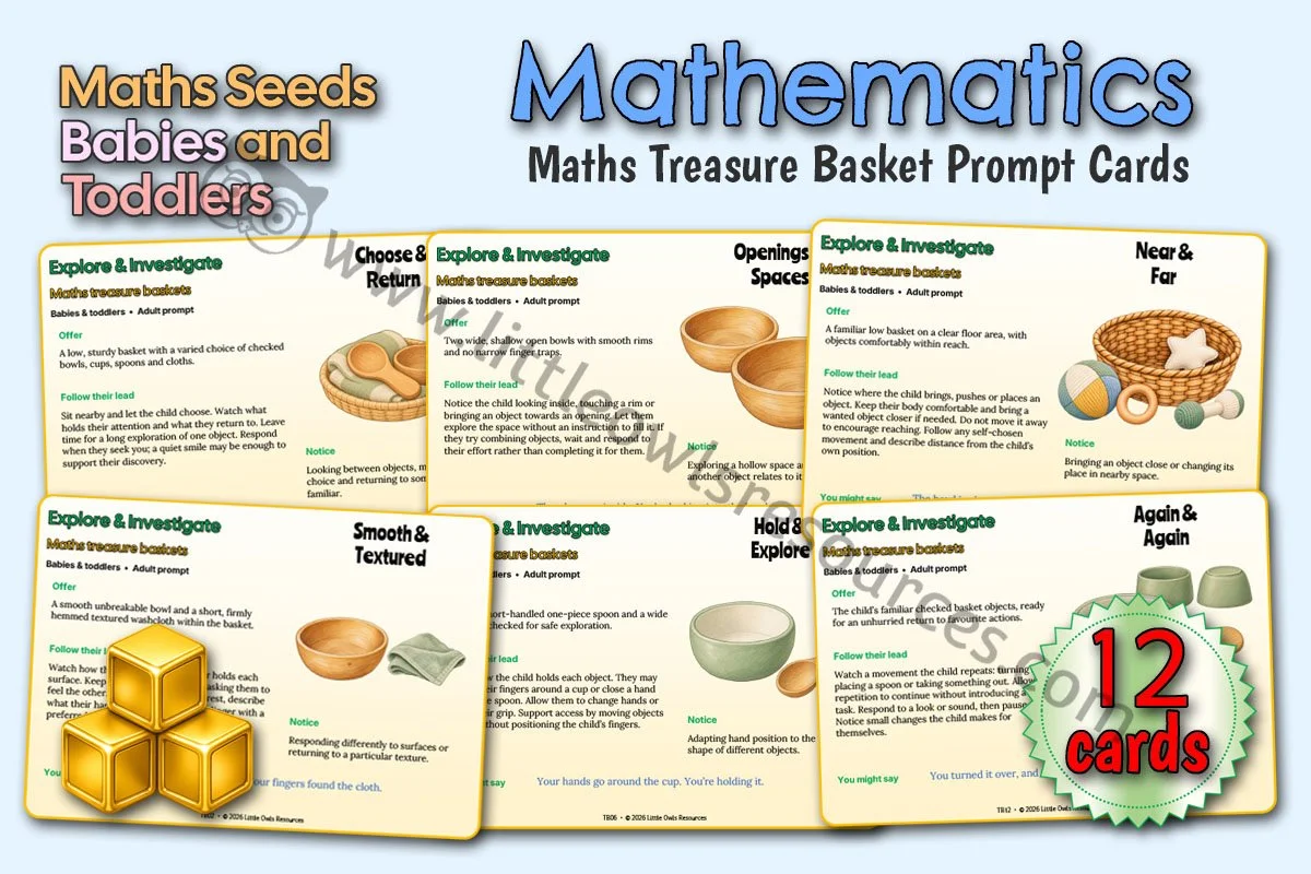 Maths Treasure Basket Prompts | Babies & Toddlers
