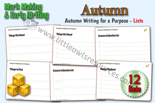 Autumn Writing for a Purpose - Lists printable resource cover resource cover