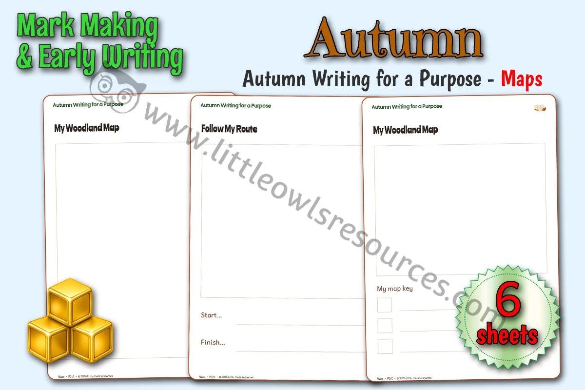 Autumn Writing for a Purpose Maps resource cover from Little Owls Resources.
