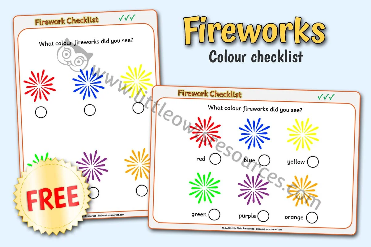 FIREWORK COLOUR CHECKLISTS