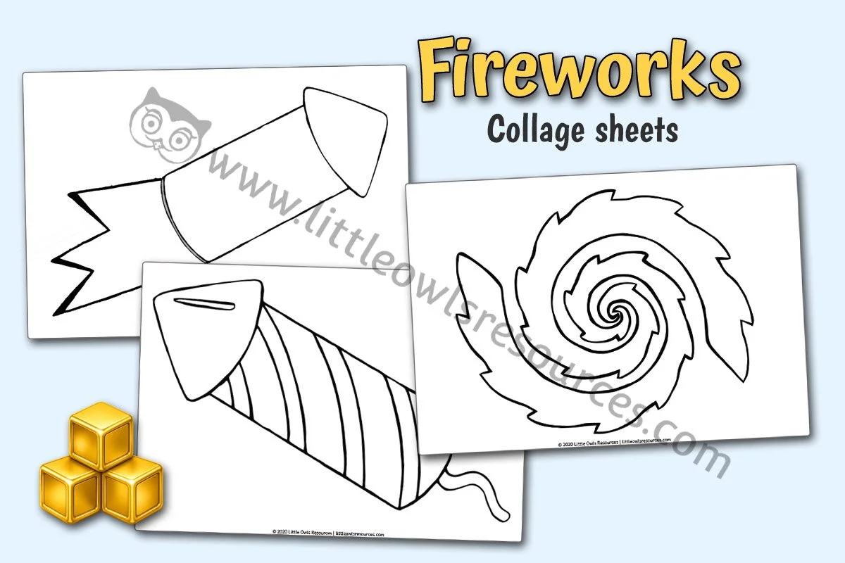 A4 FIREWORK OUTLINES - COLLAGE & LOOSE PARTS