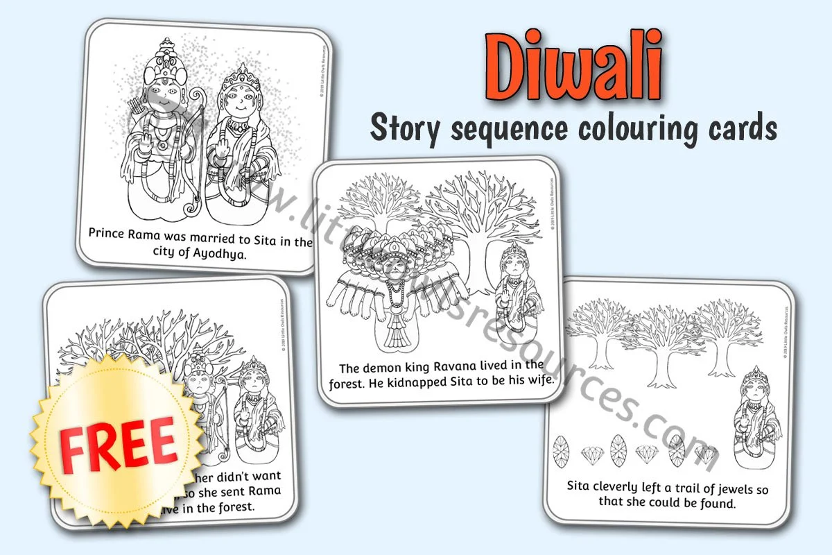DIWALI STORY SEQUENCE COLOURING (FREE SAMPLE)