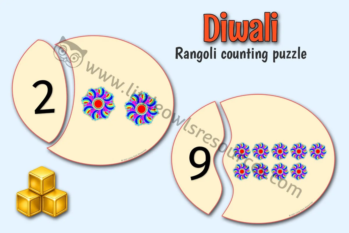 DIWALI RANGOLI COUNTING PUZZLES (1-10)