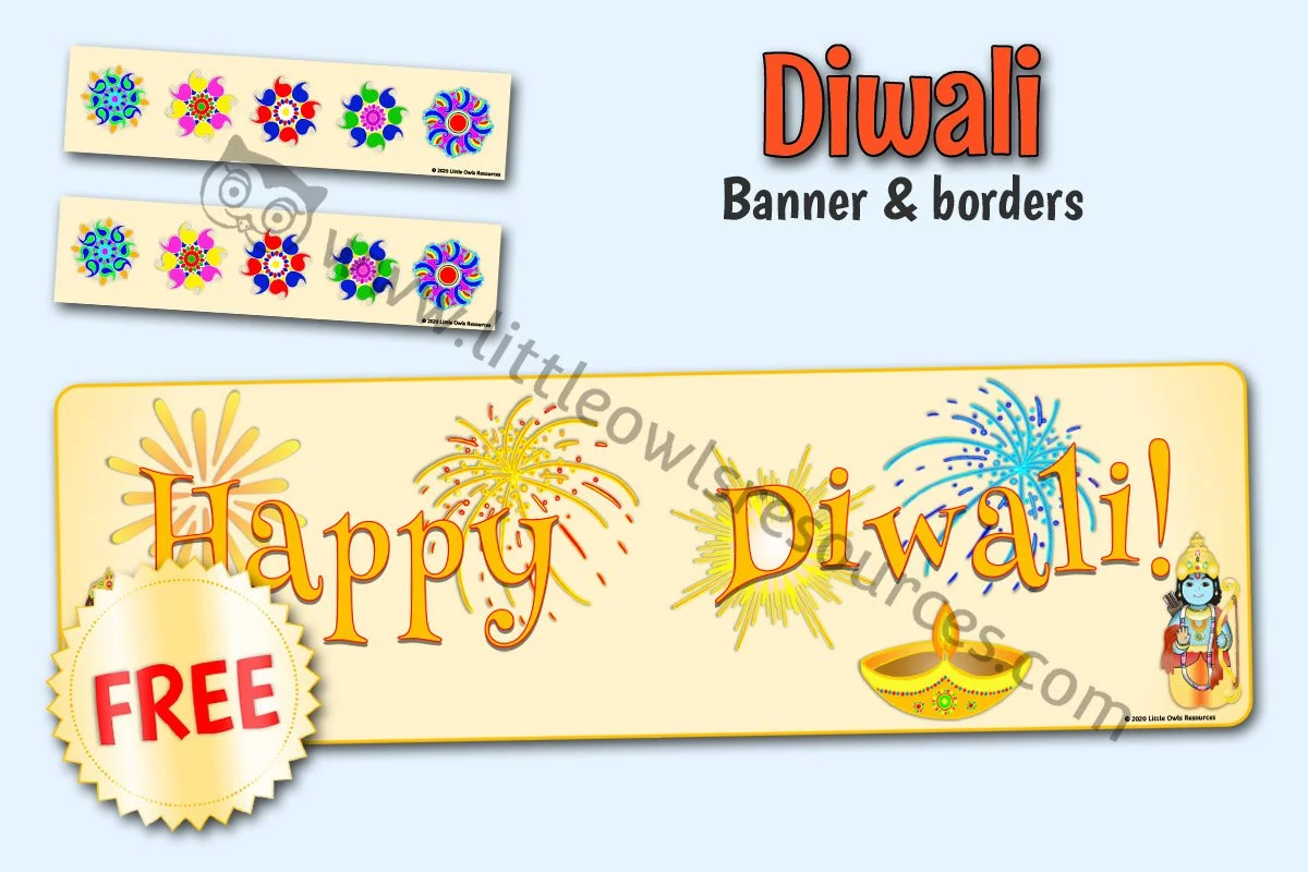 'HAPPY DIWALI!' BANNER & BORDERS (FREE SAMPLE)