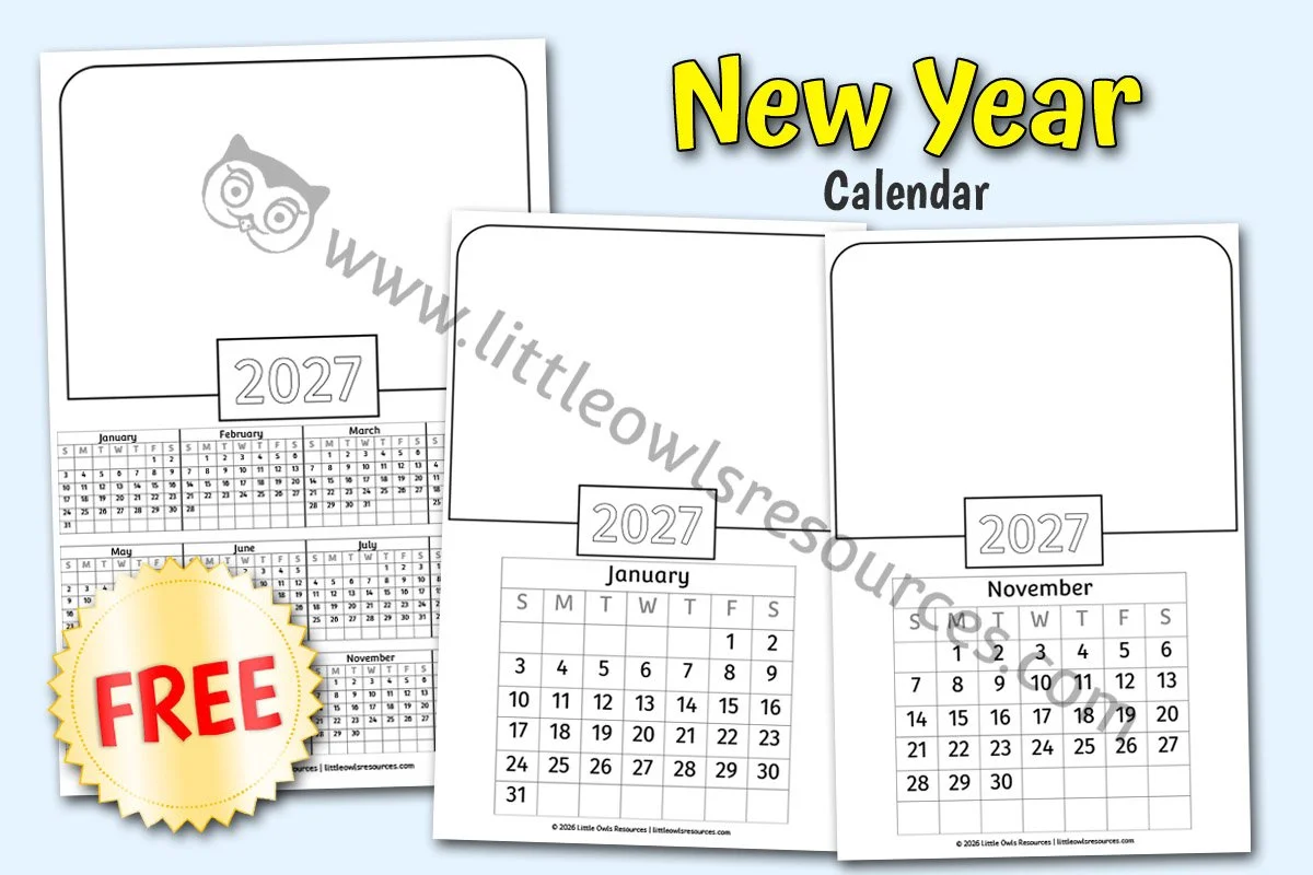 NEW YEAR 2027 CALENDAR TEMPLATES - YEAR OVERVIEW PLUS MONTH BY MONTH SHEETS (FREE SAMPLE)