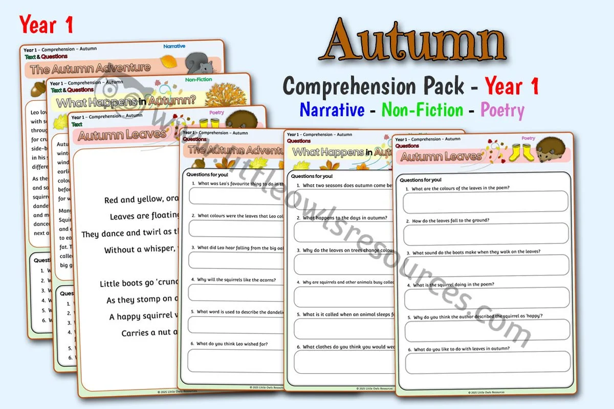 YR1 English Comprehensions Pack | Autumn