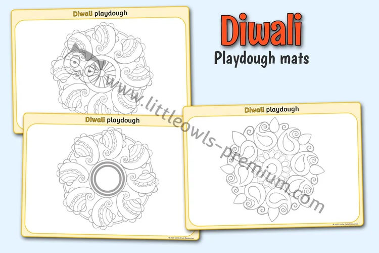 Rangoli Pattern Playdough Mats - featured resource cover